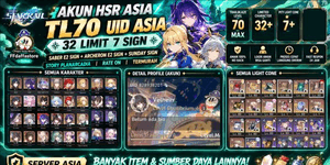 HSR Asia TL70 अकाउंट | 32 लिमिट 7 साइन | Saber E2 साइन + Archeron E2 साइन + Sunday साइन | स्टोरी Planarcadia | रेट ऑन | सबसे सस्ता