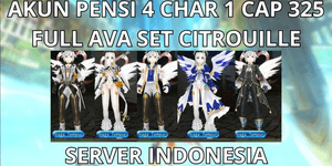 RETIRED ACCOUNT 4 CHAR 1 CAP MAX LVL 325 INDONESIA SERVER, FULL AVA SET CITROUILLE, READY TO USE FULL RESET, VIA MQ, ANTI HACKBACK, SUPER CHEAP