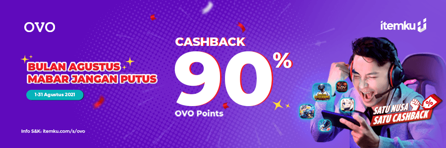Merdeka! Dapatkan CASHBACK 90% dengan Belanja Pakai OVO di itemku!