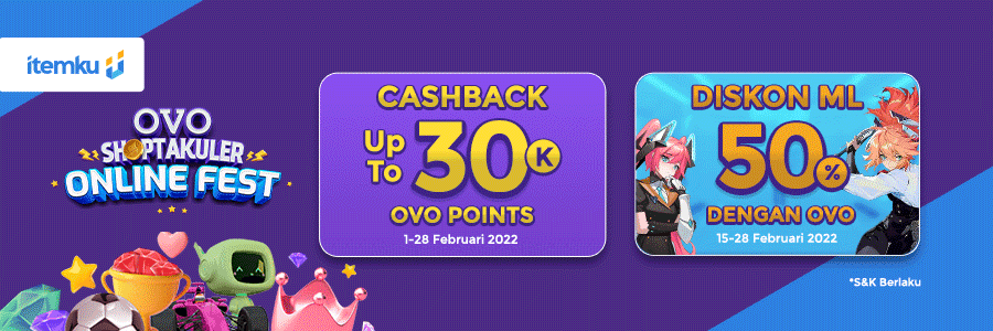 Makin Sultan, CASHBACK 70% & DISKON 50% Pakai OVO di itemku!