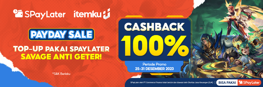 SPayLater Cashback MLBB 100% Spesial Natal dan Tahun Baru di itemku