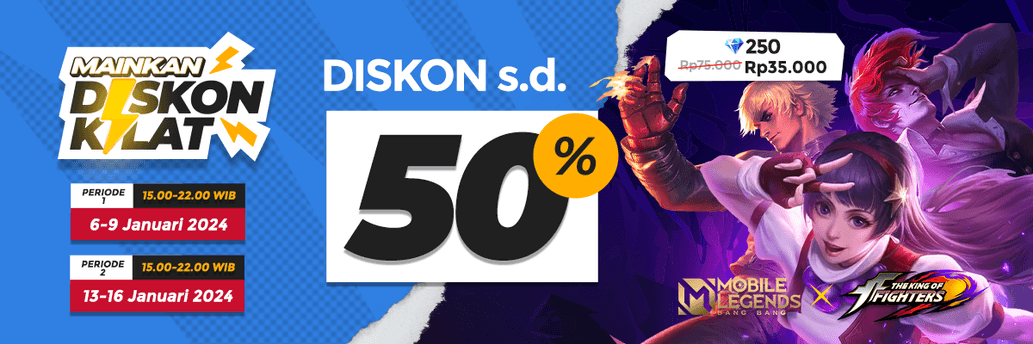 Nantikan Diskon Kilat s.d. 50% MLBB Spesial Event Premium Supply KOF Bingo!