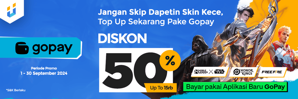 MLBB HOK FF Diskon 50% pakai Gopay!