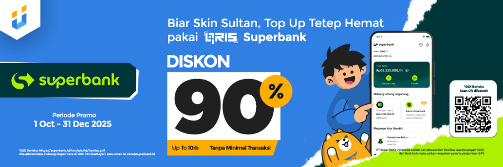 Diskon 90% pakai QRIS Superbank!