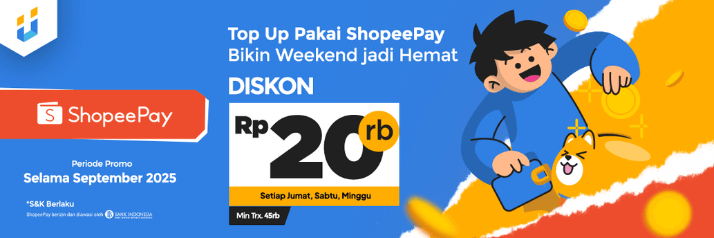 Promo Top Up ShopeePay tiap Weekend di itemku!