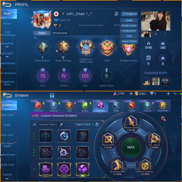 Gambar Product Sultan hero/skin ML accounts are busy