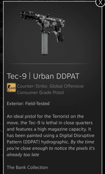 Gambar Product Tec-9 | Urban DDPAT (Consumer Grade Pistol)