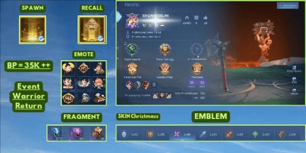 Gambar Product ML account, cheap mobile legend account, Epic Skin, Special Skin