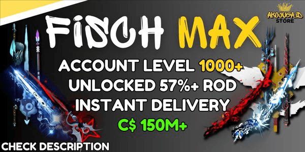 Gambar Product Akun Fisch - Level 1000 (MAX) | 75% Rod Unlocked - C$ 150M+ - Unlocked Submarine