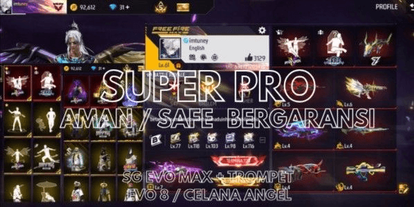Gambar Product SUPER PRO FREE FIRE ACCOUNT GUARANTEED