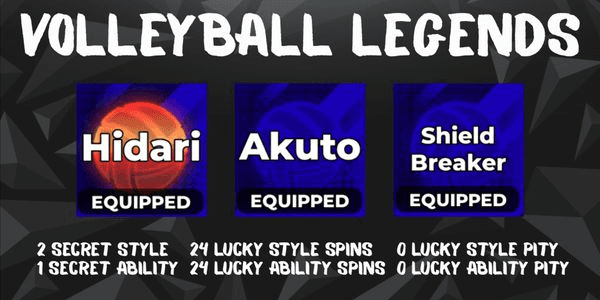 Gambar Product Account Volleyball Legends Secret Hidari + Secret Twins + Secret Shield Breaker - Volleyball Legends
