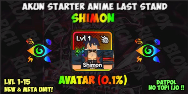 Gambar Product Akun Starter AVATAR Shimon (Celestial) | Anime Last Stand