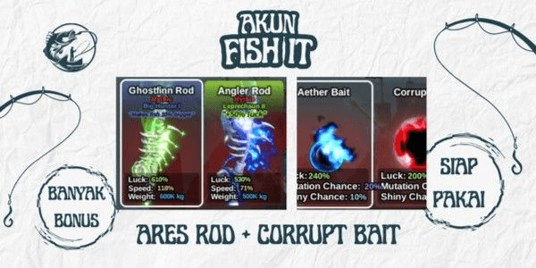 Gambar Product Akun Fish It Ghostfin Rod + Aether Bait