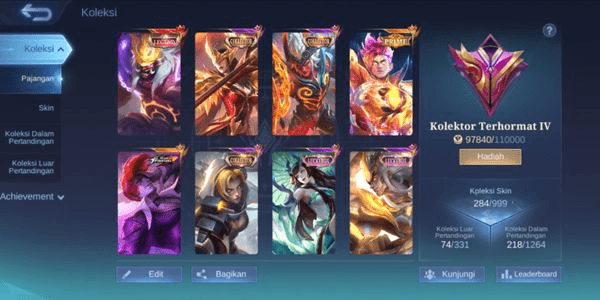 Gambar Product ML ACCOUNT SULTAN SKIN WR GG MAX EMBLEM MANY CC SKINS & OTHER LIMITED SKINS