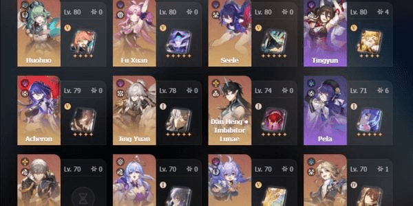 Gambar Product 15 SSR Huohuo + Fu Xian + Seele + Archeron + Jing Yuan + Dan Heng + Robin + Baifu + Bronya + Himeko + Ruan Mei + Archer + DR.Ratio LVL 70 SERVER ASIA