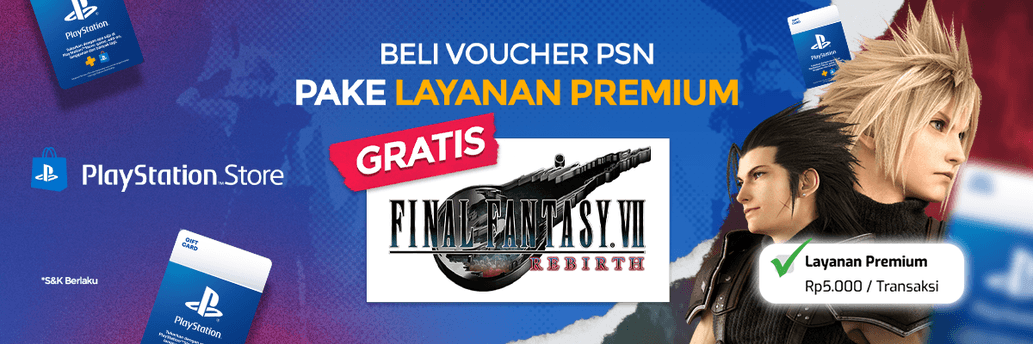 Gratis Final Fantasy VII Rebirth dengan Beli Voucher Playstation Network Card Pake Layanan Premium di itemku