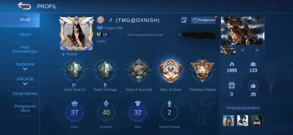 Akun Mobile Legends Epic Limited Freya